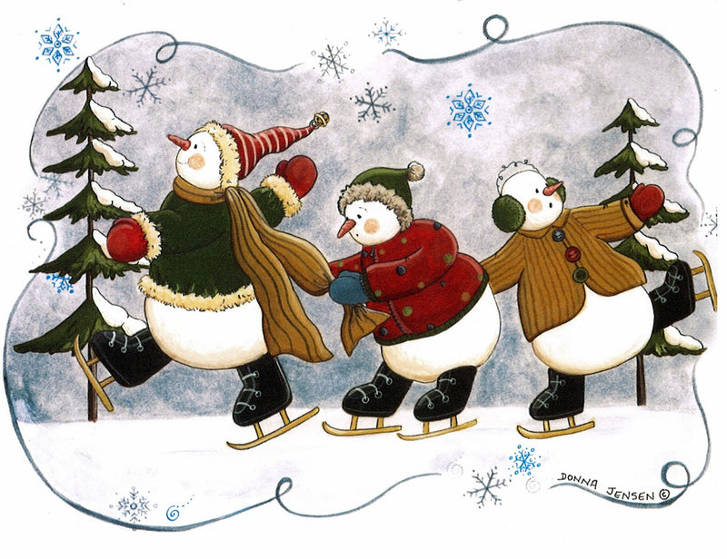 Skating Snowmen - Christmas Cards - Set of 12