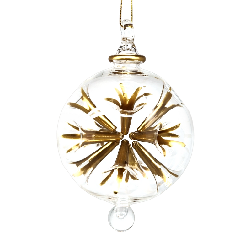 Pierced 3" Glass Ball - Gold