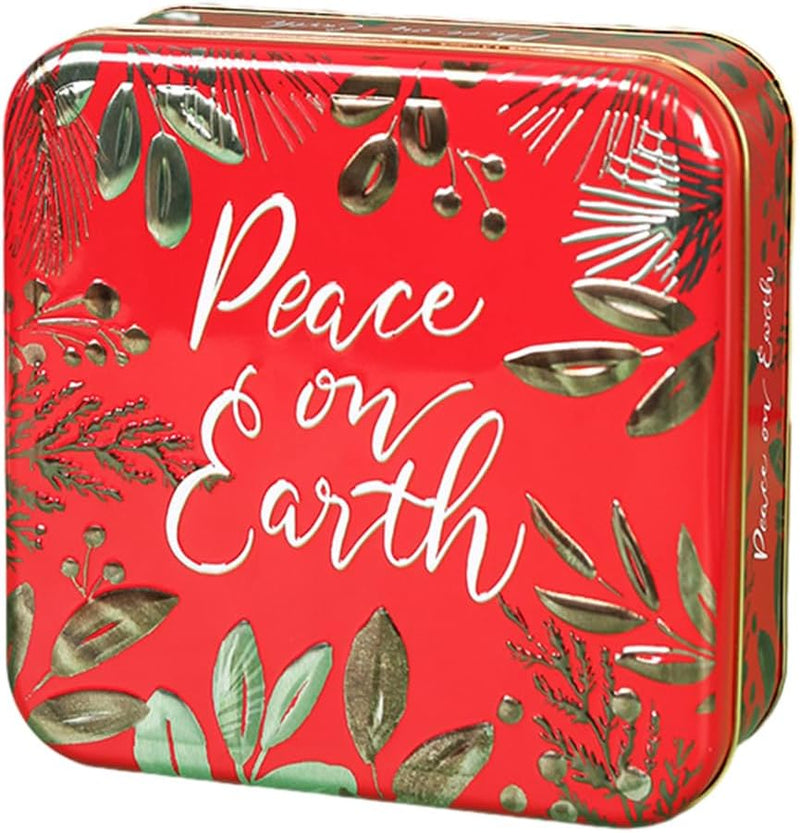 Christmas Embossed Square Cookie Tin - Peace on Earth