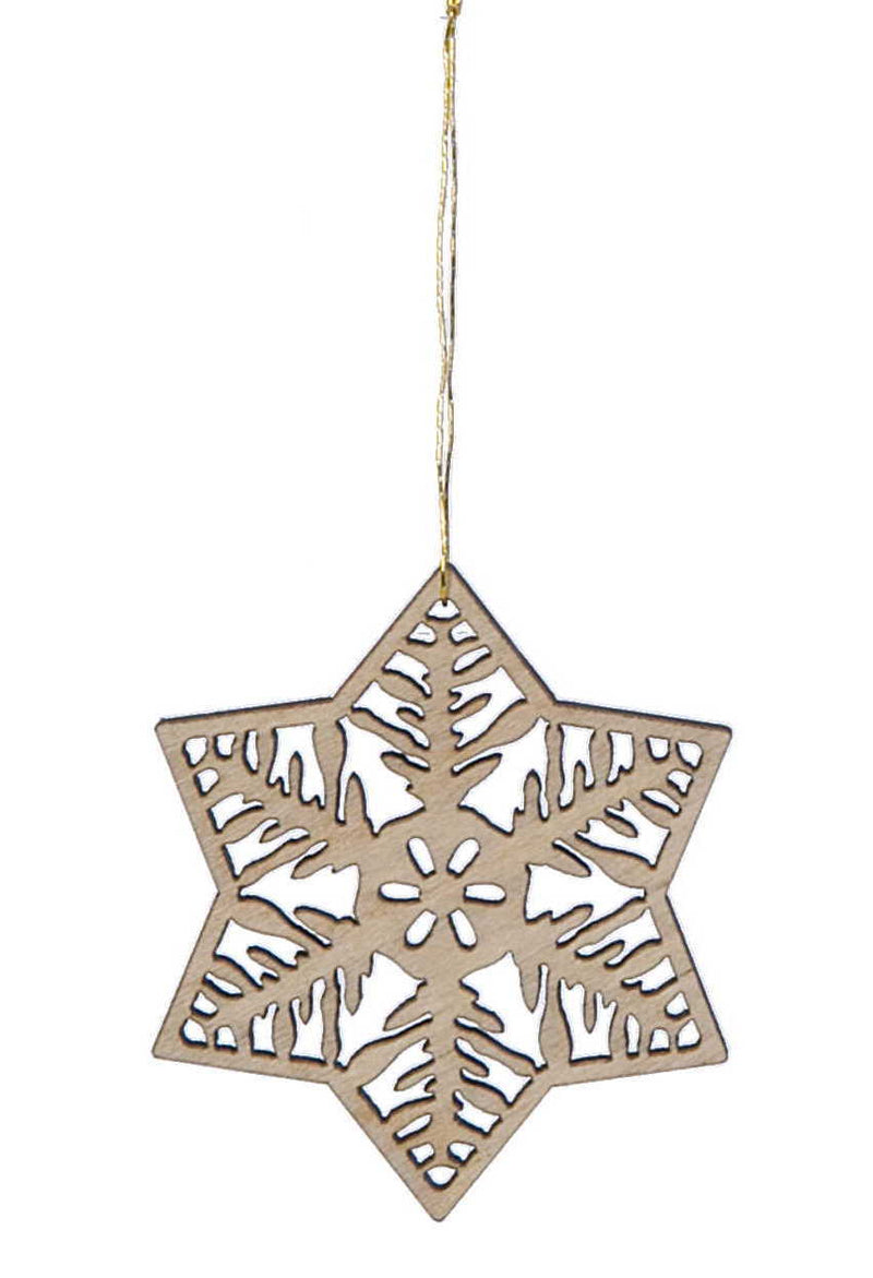 Laser Cut Wood Snowflake Ornament - Style 2