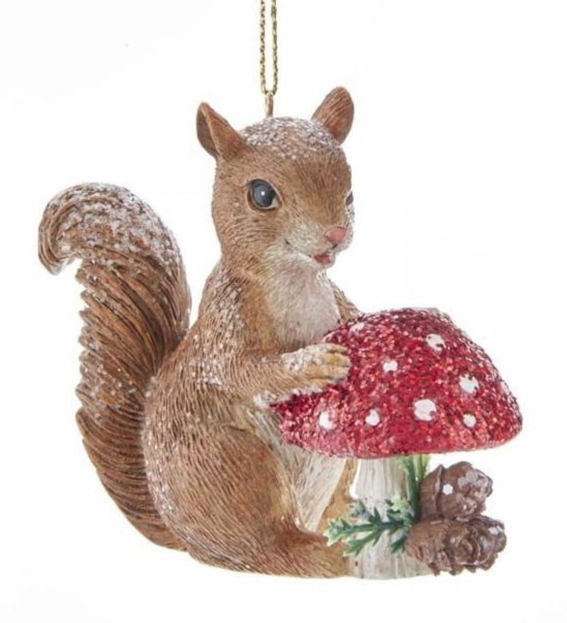 Woodland Animal with Mushrooms Ornament - Squirrel - The Country Christmas Loft