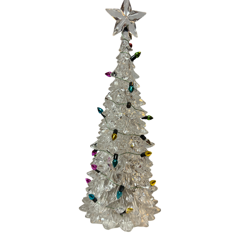 B/O Lighted Acrylic Christmas Tree - Clear