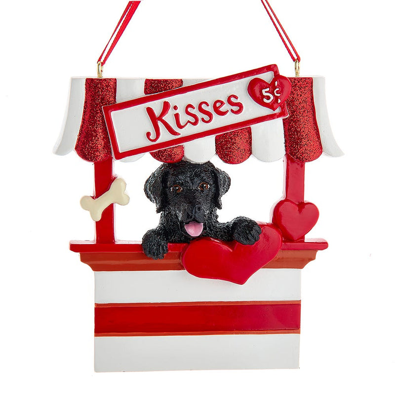 Dog Kisses - Kissing Booth Ornament -  Black Lab