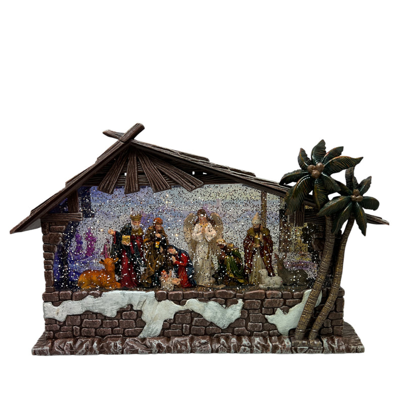 Lighted Nativity Spinning Water Globe