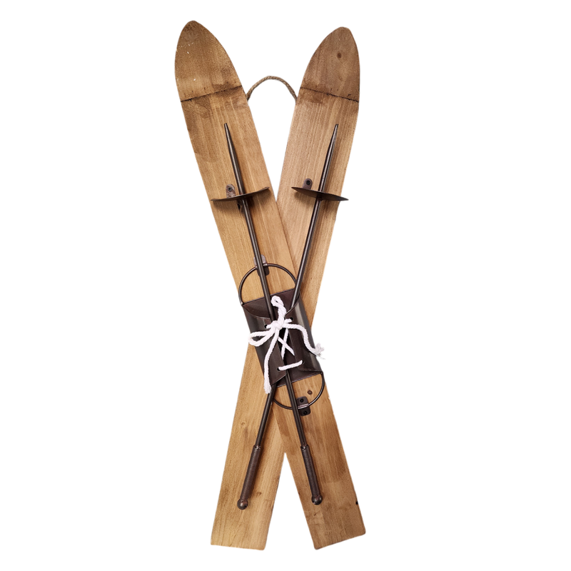 Metal & Wood Ski Wall Decor - Natural