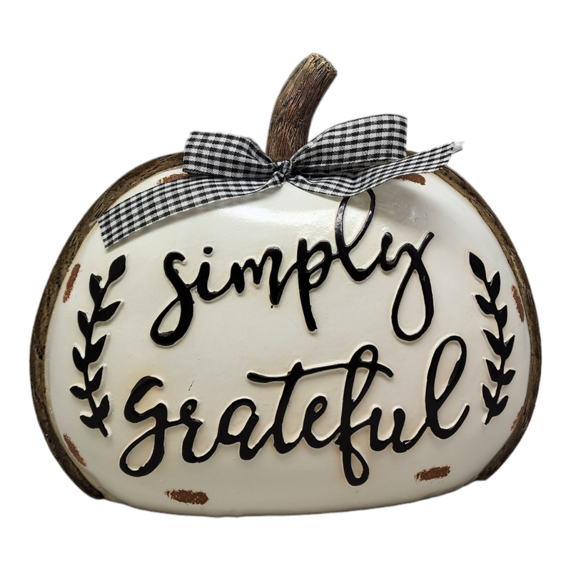 Harvest Sign Pumpkin with Bow -