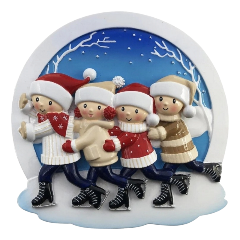 Ice Skating Family Of 4 - Ornament