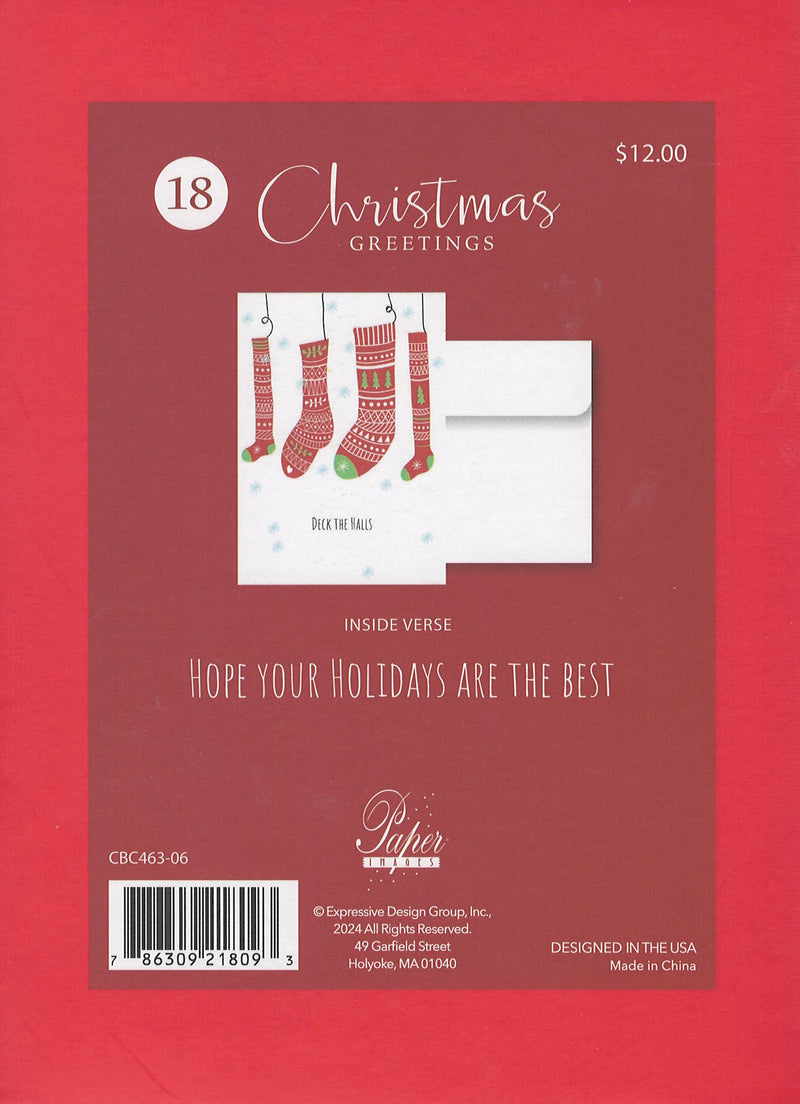 Holiday Memories Boxed Cards - Set of 18 - Hanging Stockings