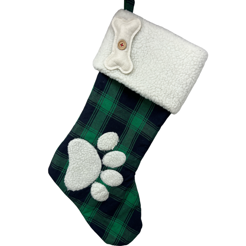 Plush Plaid Pet Stocking  Green Tartan