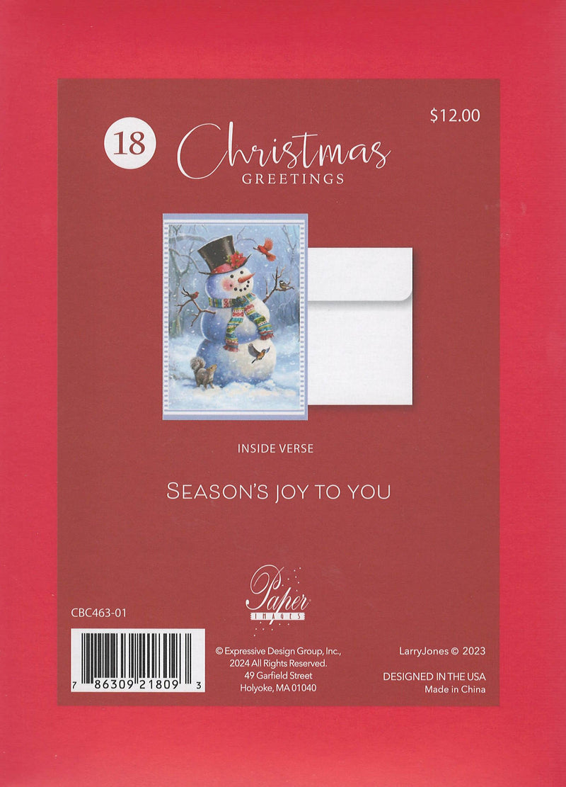 Holiday Memories Boxed Cards - Set of 18 - Woodland Snowman