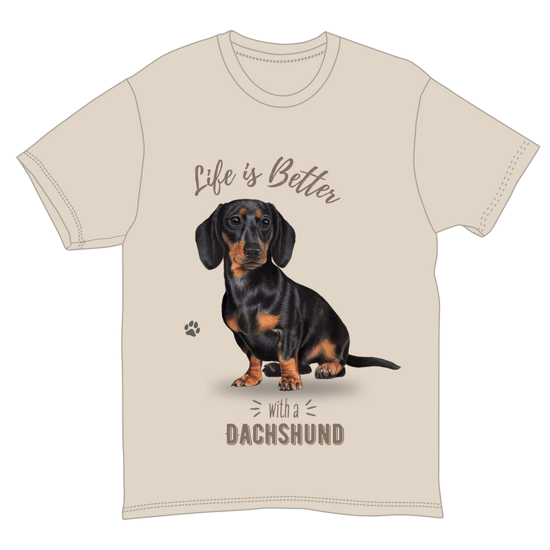 Life is Better with a Dachshund Black T-Shirt -