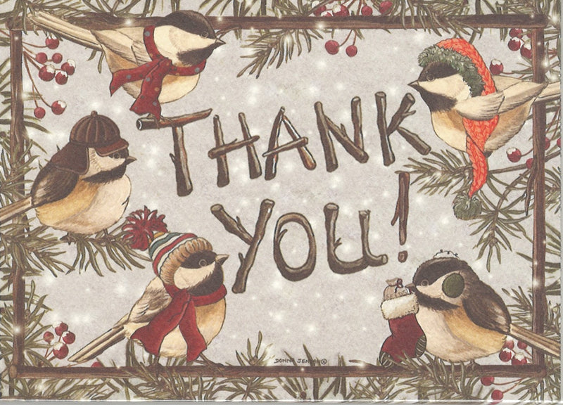 Notecards & Envelopes Set - Christmas Chickadees