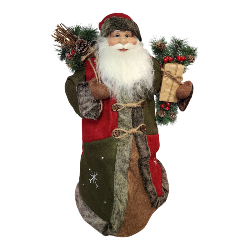 Woodland Cone Santa - Holding a Present - 24 Inches Tall