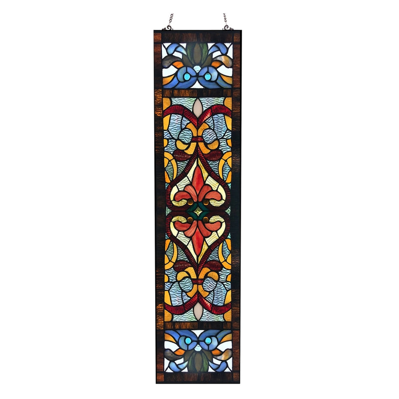 Lani Victorian Red or Blue Stained Glass Window Panel