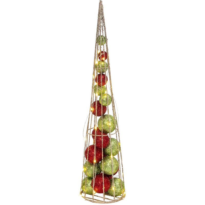 Lighted Ornament Filled Cone Tree -