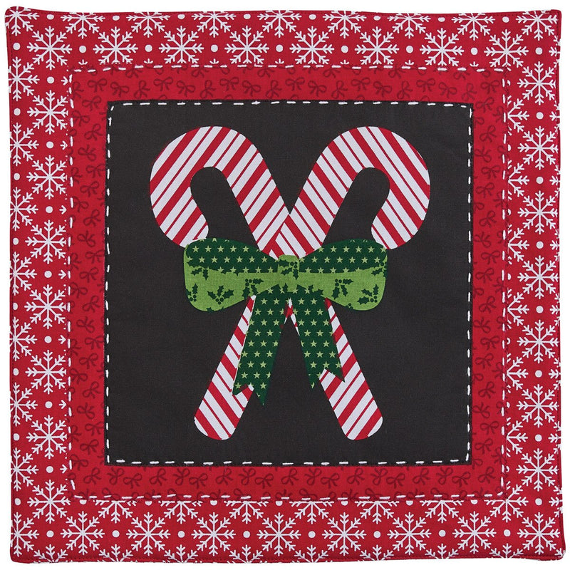 Candycanes And Snowflakes Quilted  Table Runner 36"