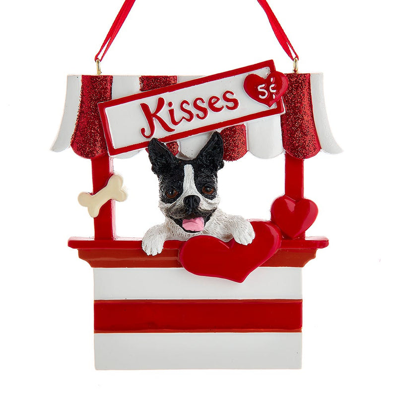 Dog Kisses - Kissing Booth Ornament -  Boston Terrier