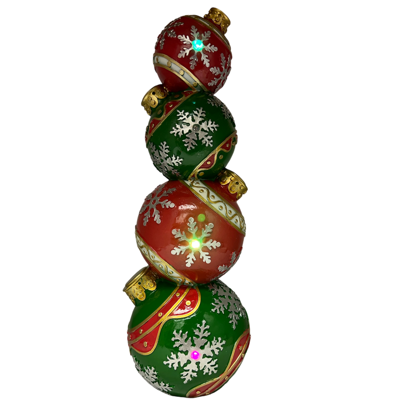 Lighted Red & Green Ornament Stack - 15 Inch