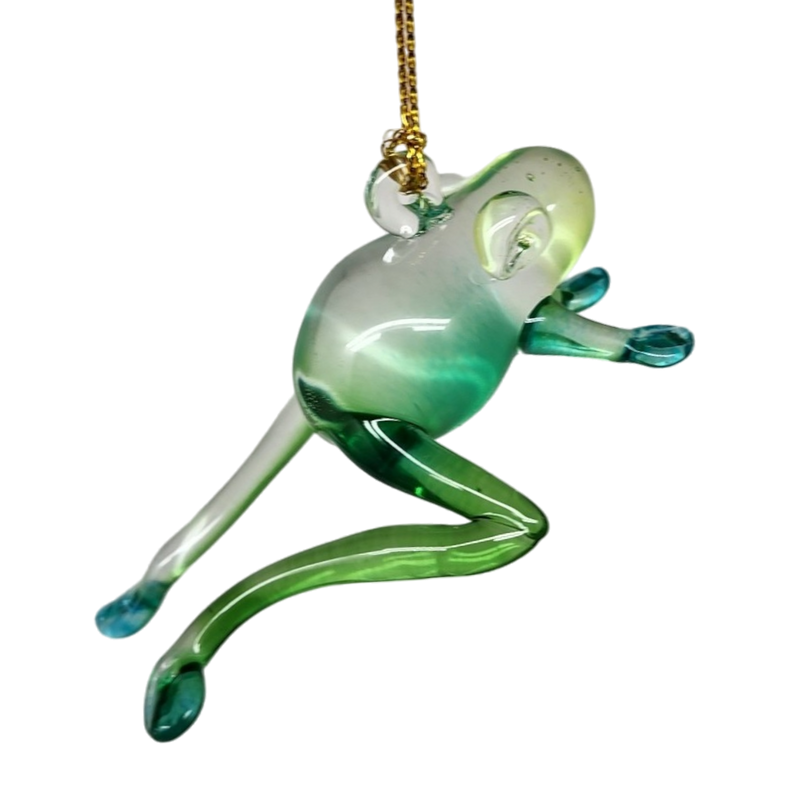 Playful Frog Glass Ornament