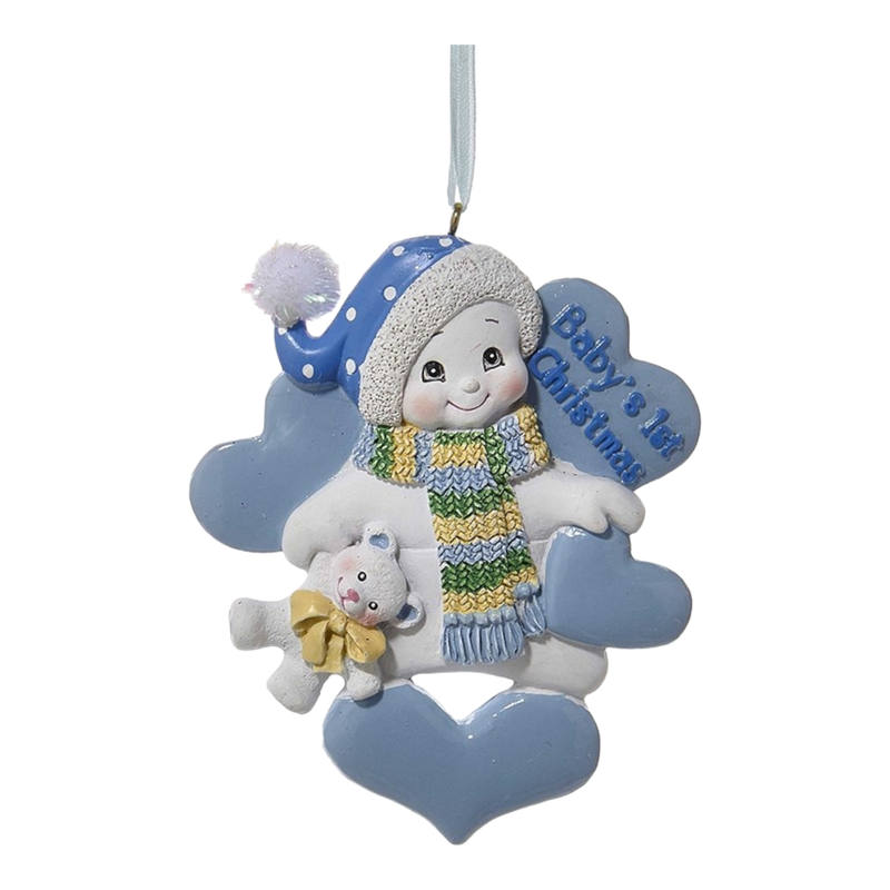 Baby's 1st Christmas - Snowman Ornament - Blue