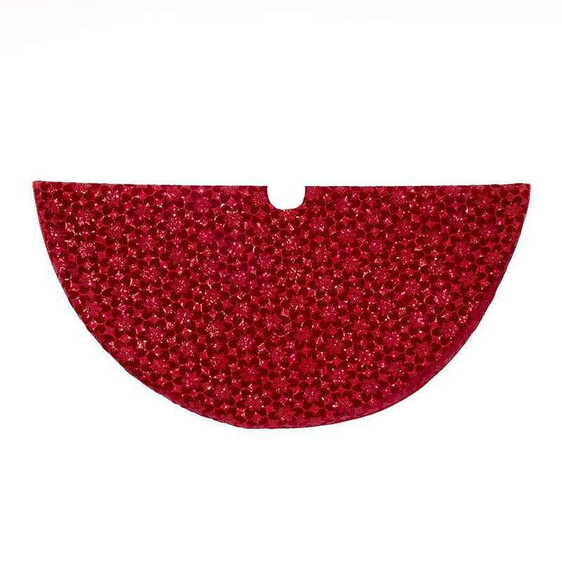 72" Burgundy Sequin With Metallic Cord Tree Skirt