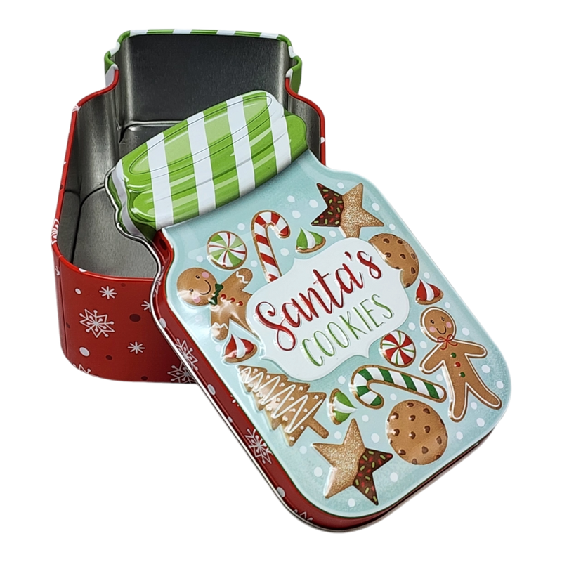 Jar Shaped Christmas Cookie Gift Tin -  Santa's Cookies