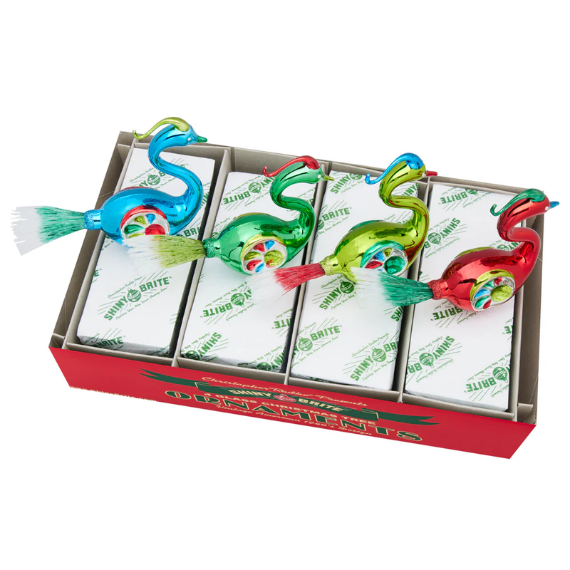 Holiday Splendor Reflector Glass Bird Ornaments - 4 Pack