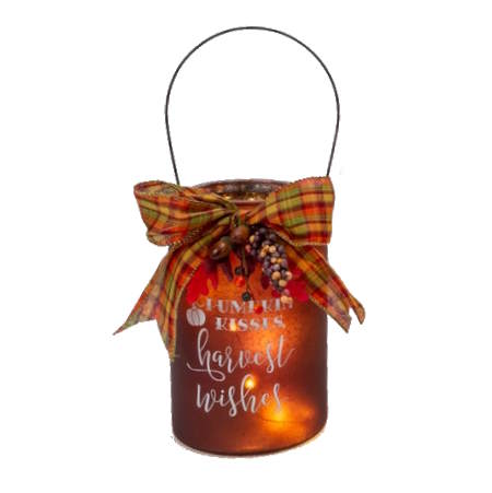 Lighted 10 Inch Glass Harvest Luminary -