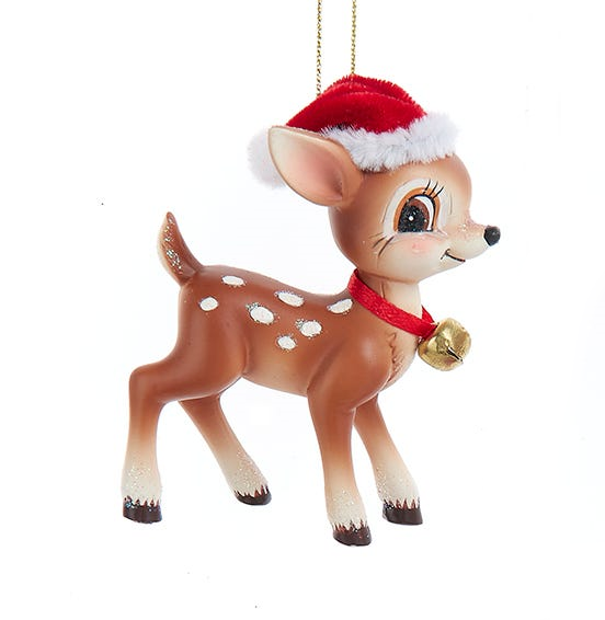 Deer With Christmas Hat Ornament -