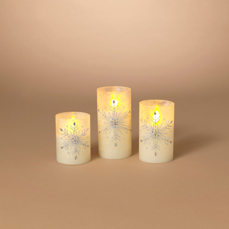 B/O Lighted Glass Holiday Luminaries with LED Set of 3 Candles