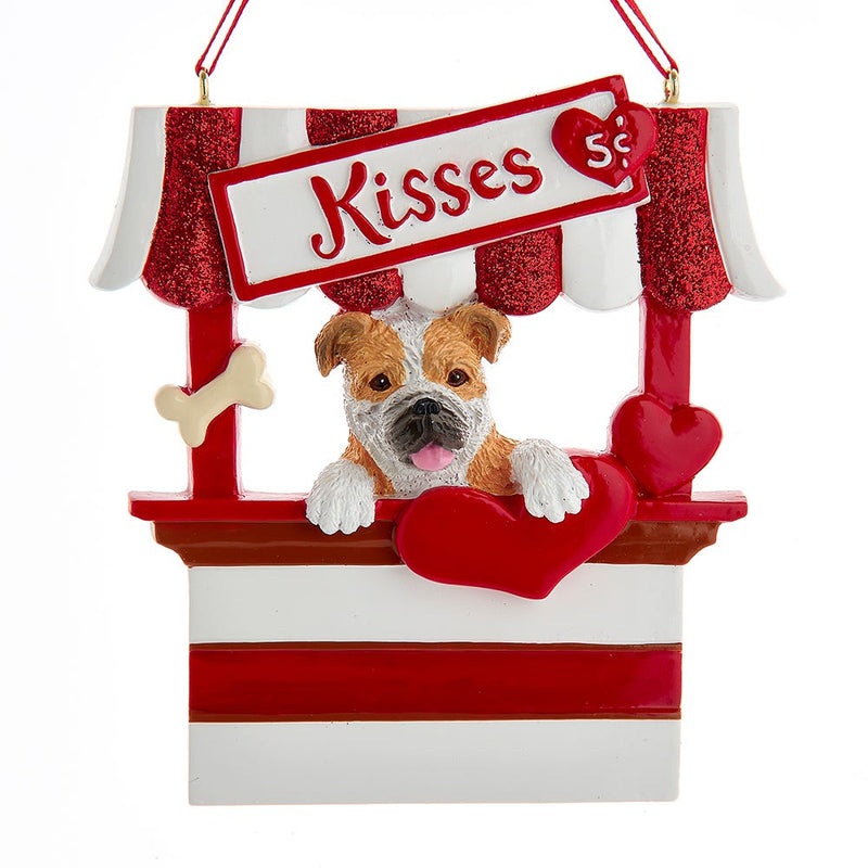 Dog Kisses - Kissing Booth Ornament -  Bulldog