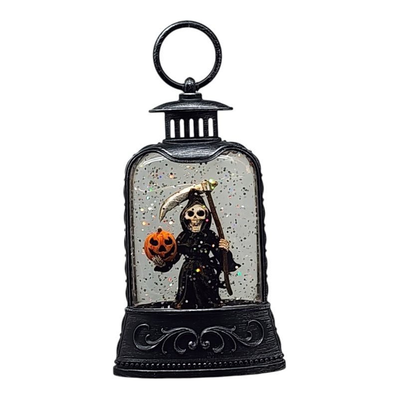 Lighted Waterglobe Lantern - Grim Reaper