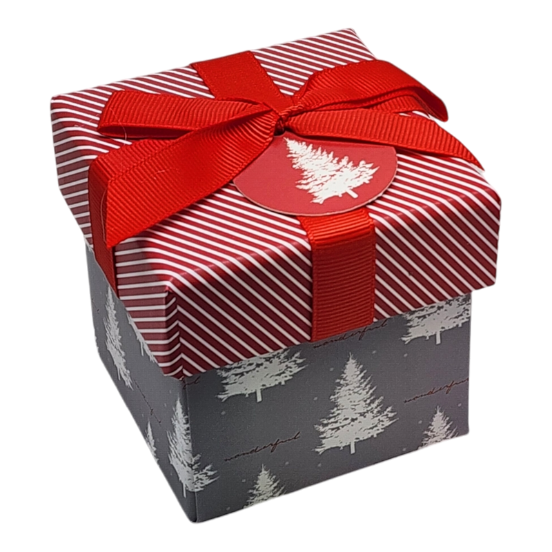 Gift Box Cube for Gift Cards - 3" x 3" - Greyscale Trees