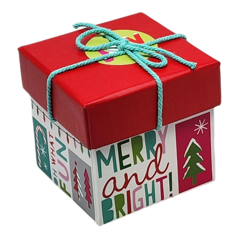 Gift Box Cube for Gift Cards - 3" x 3" - Merry and Bright