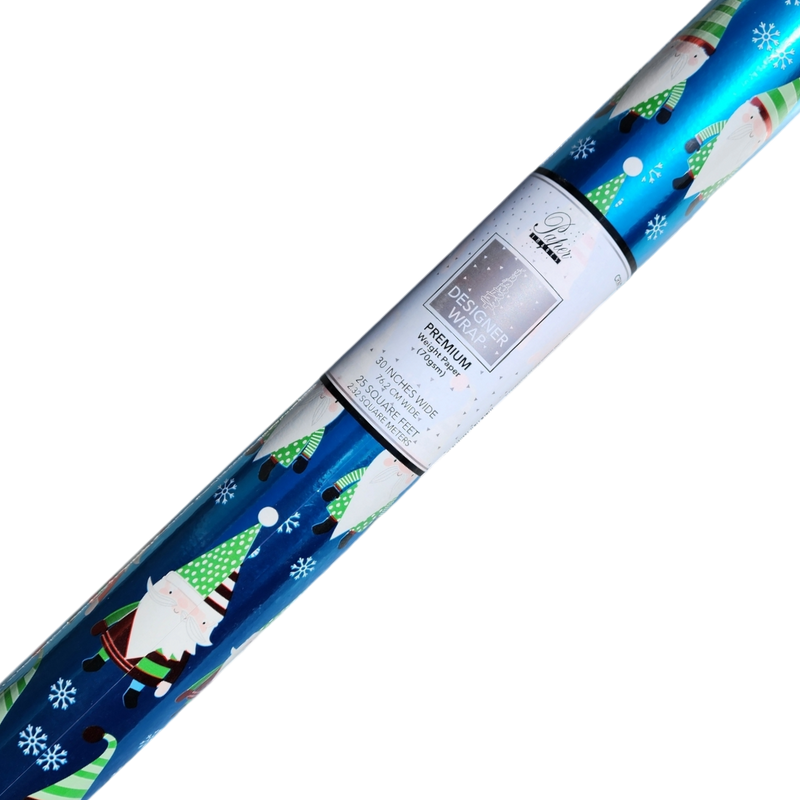 Premium Classics Roll Wrap - 30" x 120" - Gnomes on Blue