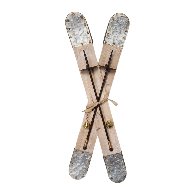 Metal & Wood Ski Wall Decor - Grey