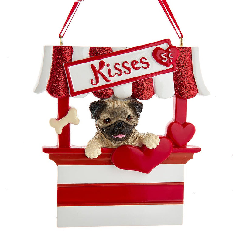 Dog Kisses - Kissing Booth Ornament -  Pug