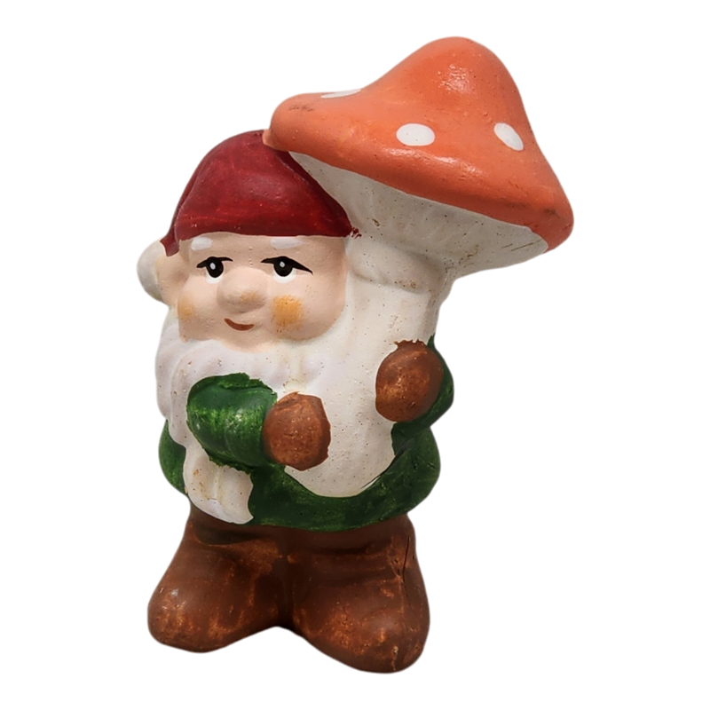 Terracotta Gnome with Mushroom - Orange