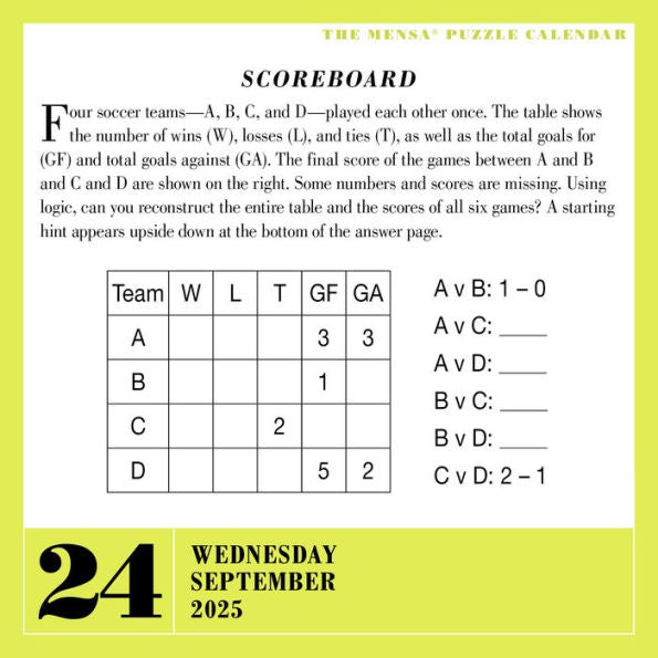 2025 Mensa 365 Brain Puzzlers Page A Day Desk Calendar