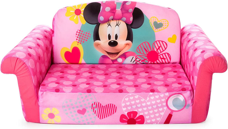 Marshmallow Furniture, Children's 2-in-1 Flip Open Foam Compressed Sofa, Minnie Mouse