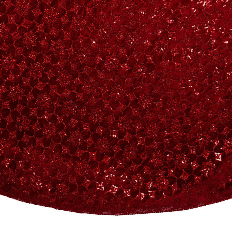 72" Burgundy Sequin With Metallic Cord Tree Skirt