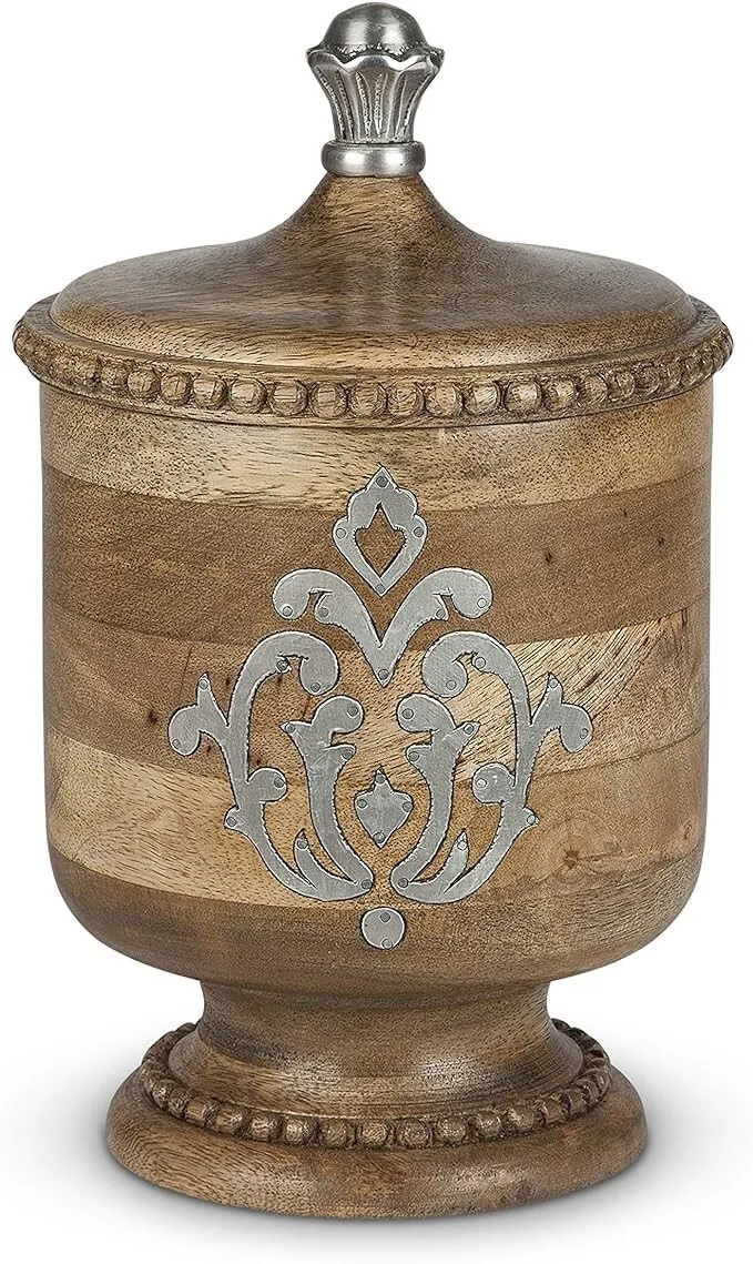 Heritage Inlay Wood Canister, 14"