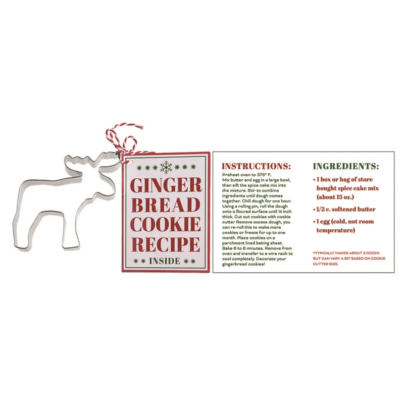 Metal Cookie Cutter with Recipe - Reindeer