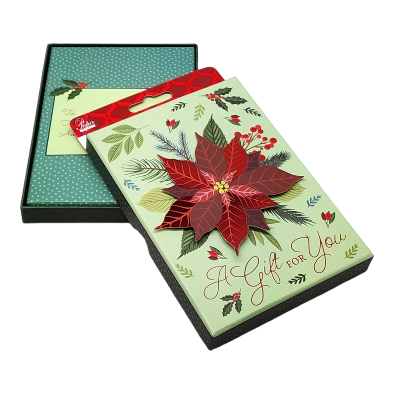 Gift Card Box - Rectangle - Poinsettia