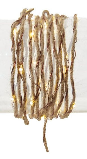 30-Light Battery-Operated Rope Fairy Lights - Brown