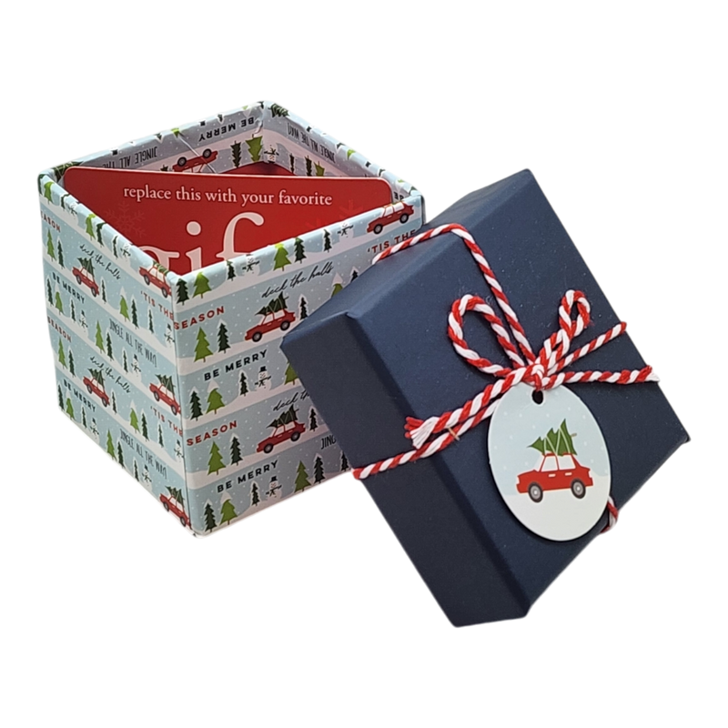 Gift Box Cube for Gift Cards - 3" x 3" -  Bringing Home the Tree