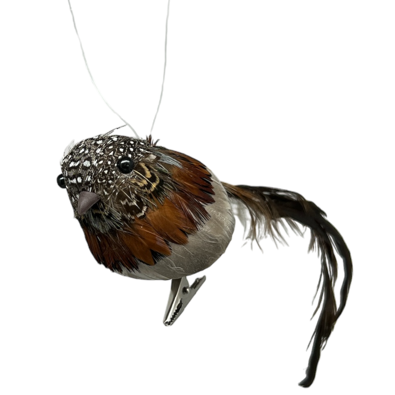 Holiday Bird Ornament - Brown With Brown Spots