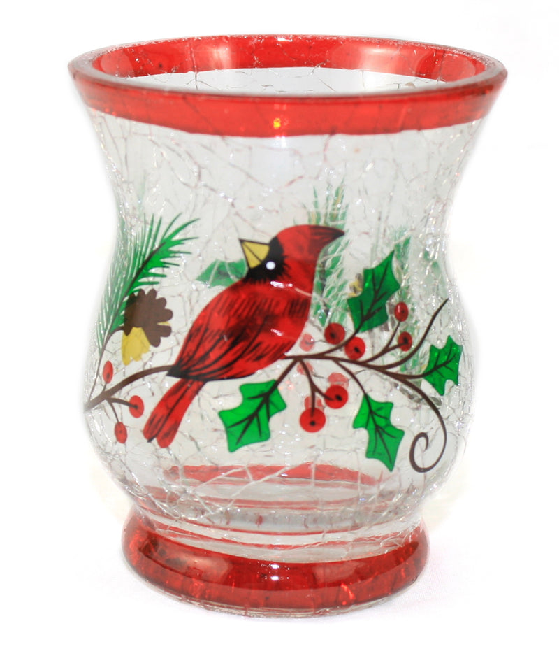 Glass Cardinal Candleholder - Holly