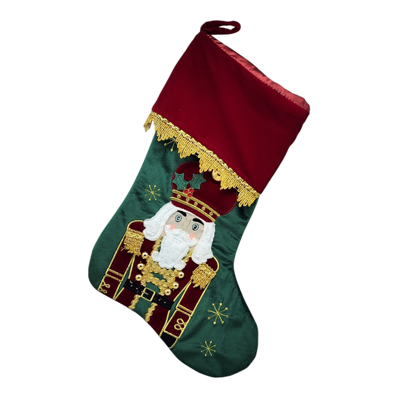 Embroidered Nutcracker Stocking - 18 inch -