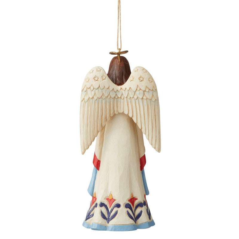 Patriotic Angel holding a Folded Flag - Ornament